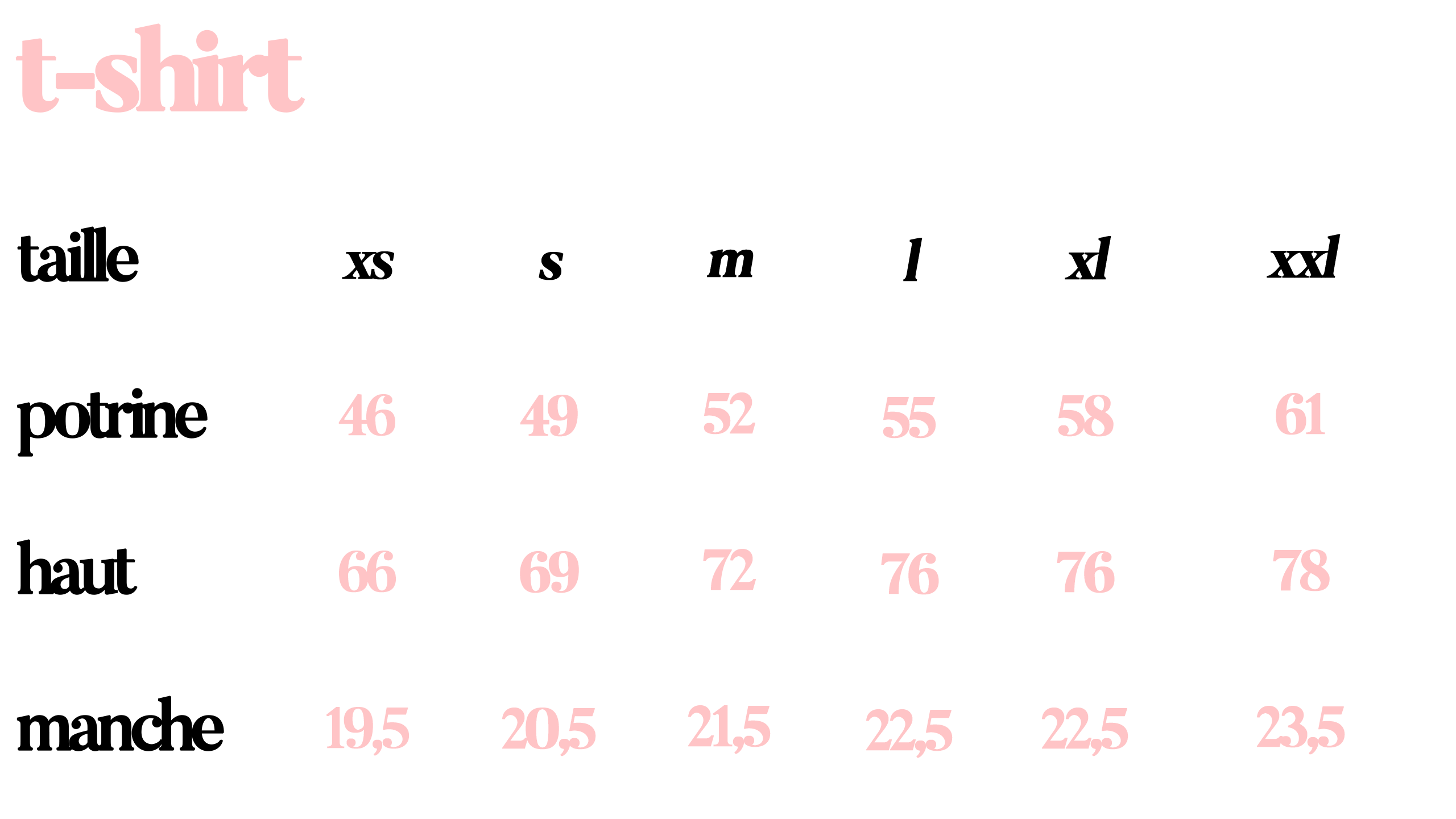 guide taille t shirt
